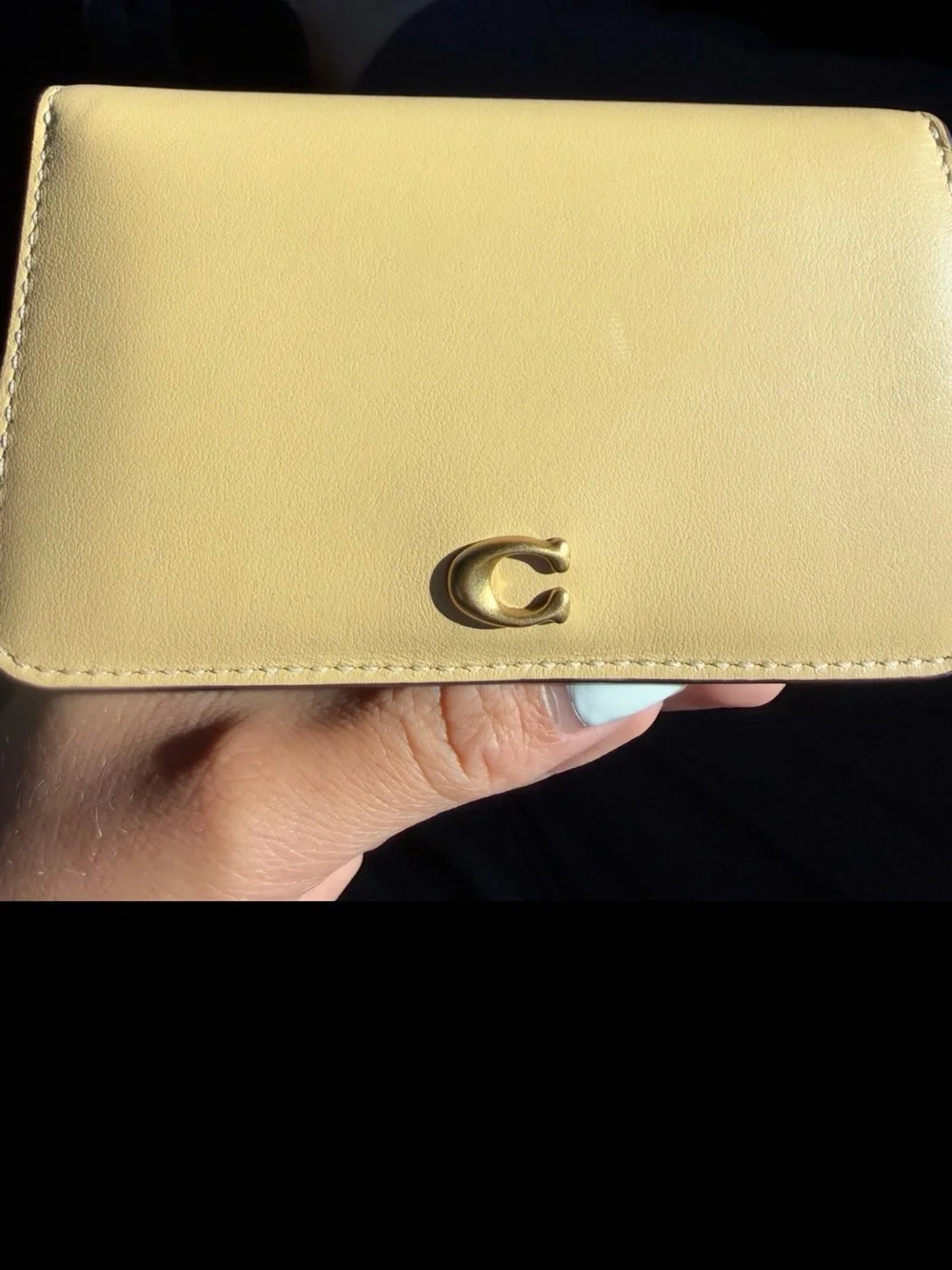 Coach Small Leather Wallet in Pale Yellow with Gold Logo